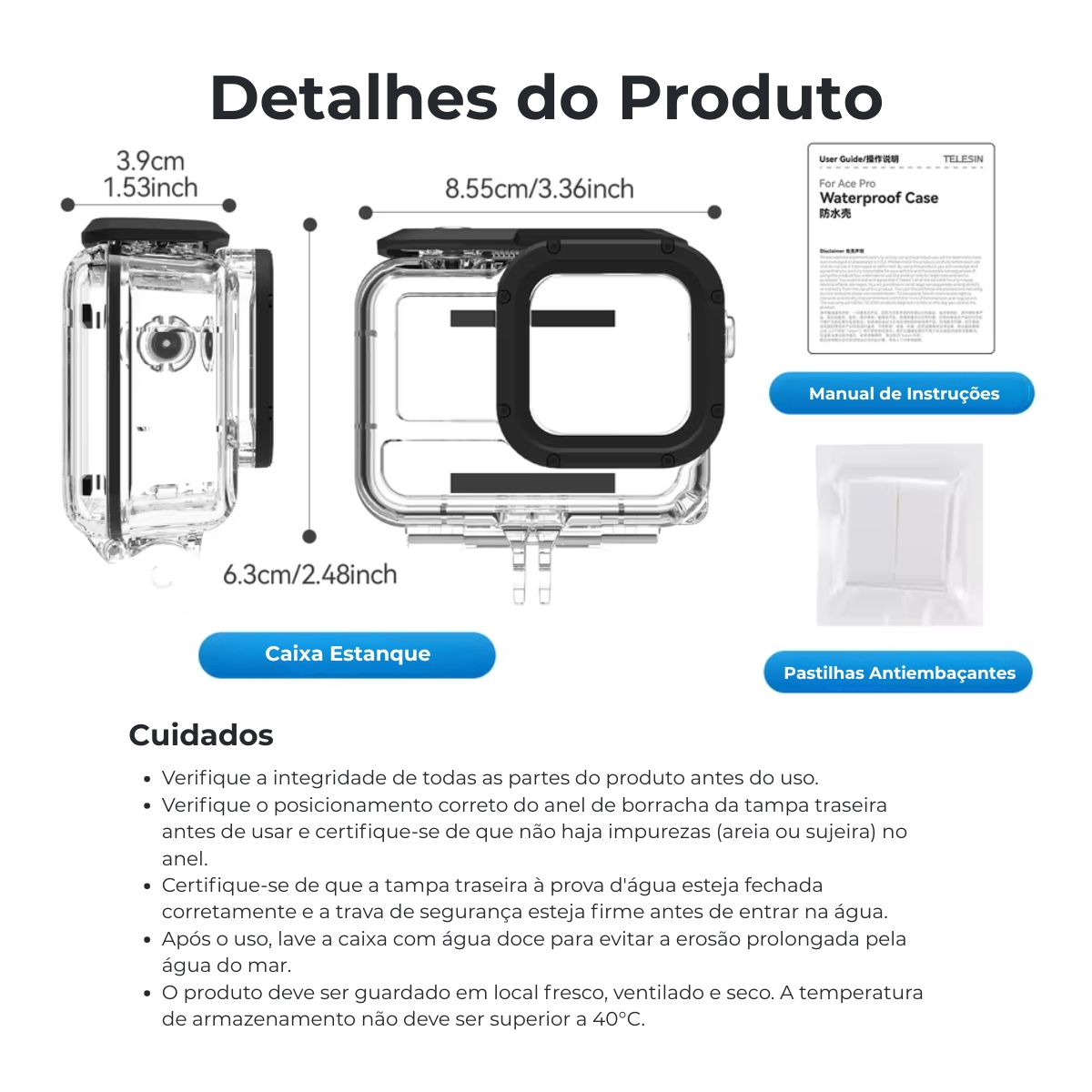 Caixa Estanque de Mergulho para a Insta360 Ace Pro 40 Metros 6 Caixa Estanque de Mergulho para a Insta360 Ace Pro 40 Metros - Imagem 6