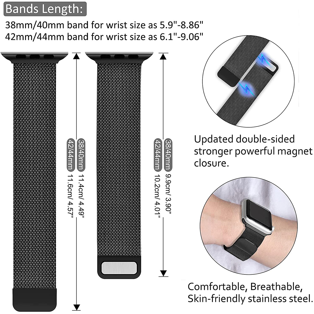 Pulseira Milanes Milanese Metal Aço para Apple Watch e Iwo 12 Pulseira Milanes Milanese Metal Aço para Apple Watch e Iwo - Imagem 12