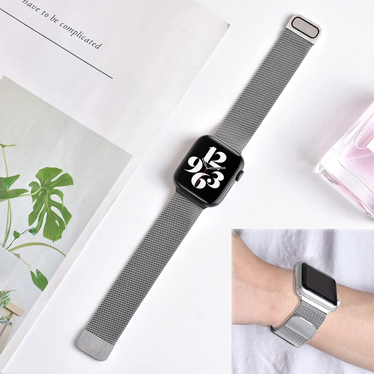 Pulseira Milanes Milanese Metal Aço para Apple Watch e Iwo 8 Pulseira Milanes Milanese Metal Aço para Apple Watch e Iwo - Imagem 8