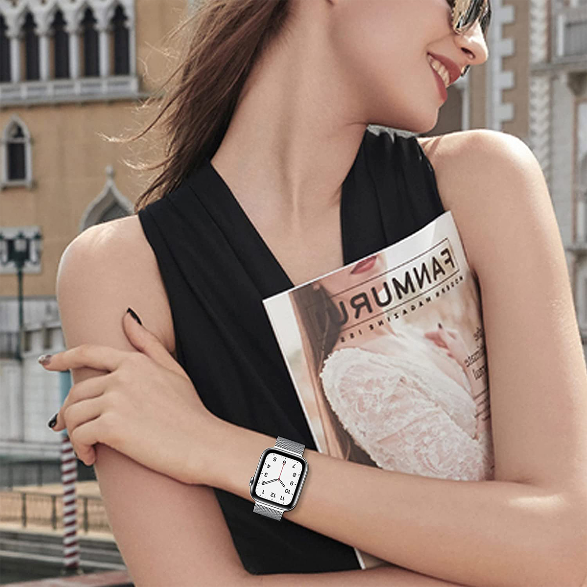 Pulseira Milanes Milanese Metal Aço para Apple Watch e Iwo 6 Pulseira Milanes Milanese Metal Aço para Apple Watch e Iwo - Imagem 6