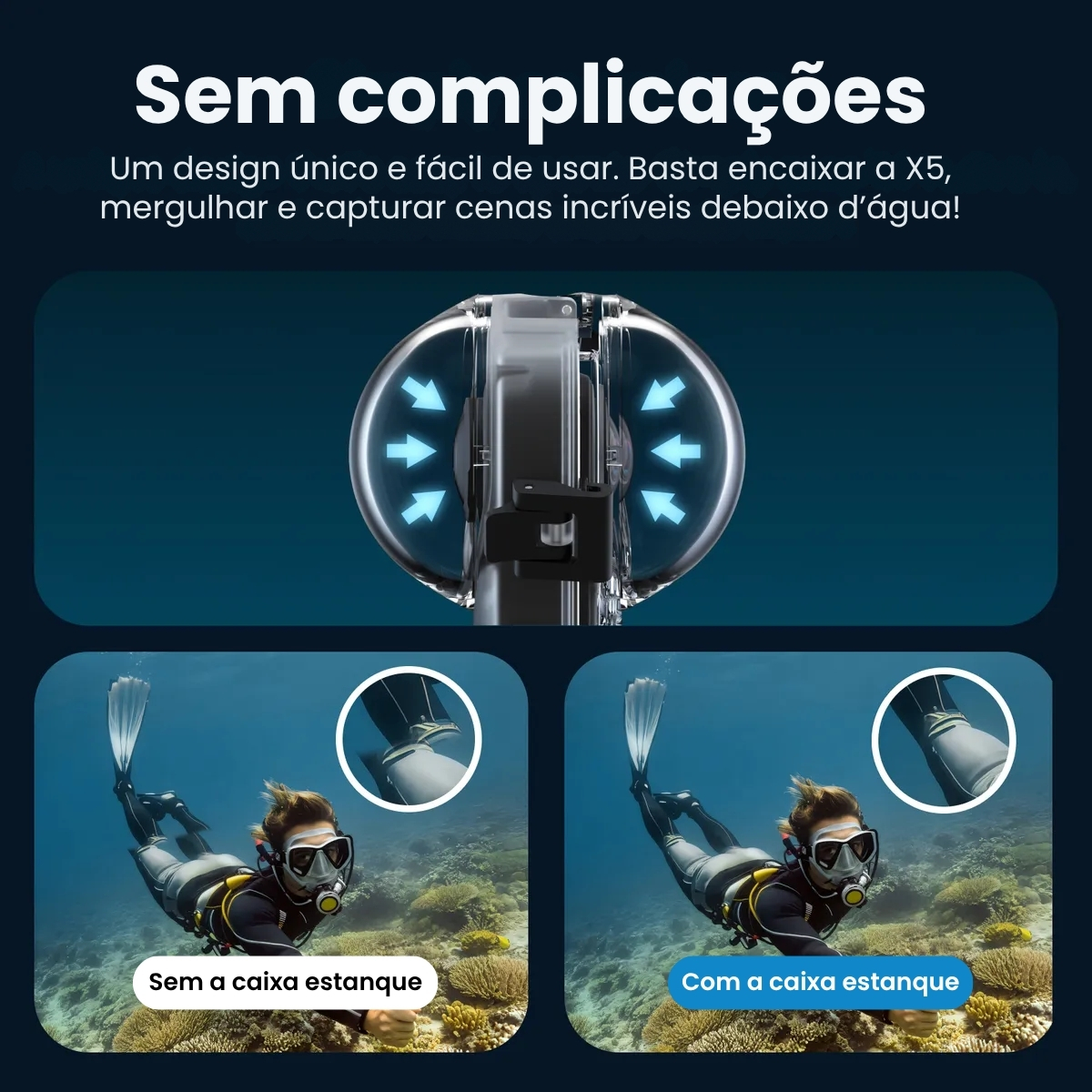 Caixa Estanque Invisível de Mergulho para a Insta 360 X5 2 Caixa Estanque Invisível de Mergulho para a Insta 360 X5 - Imagem 2