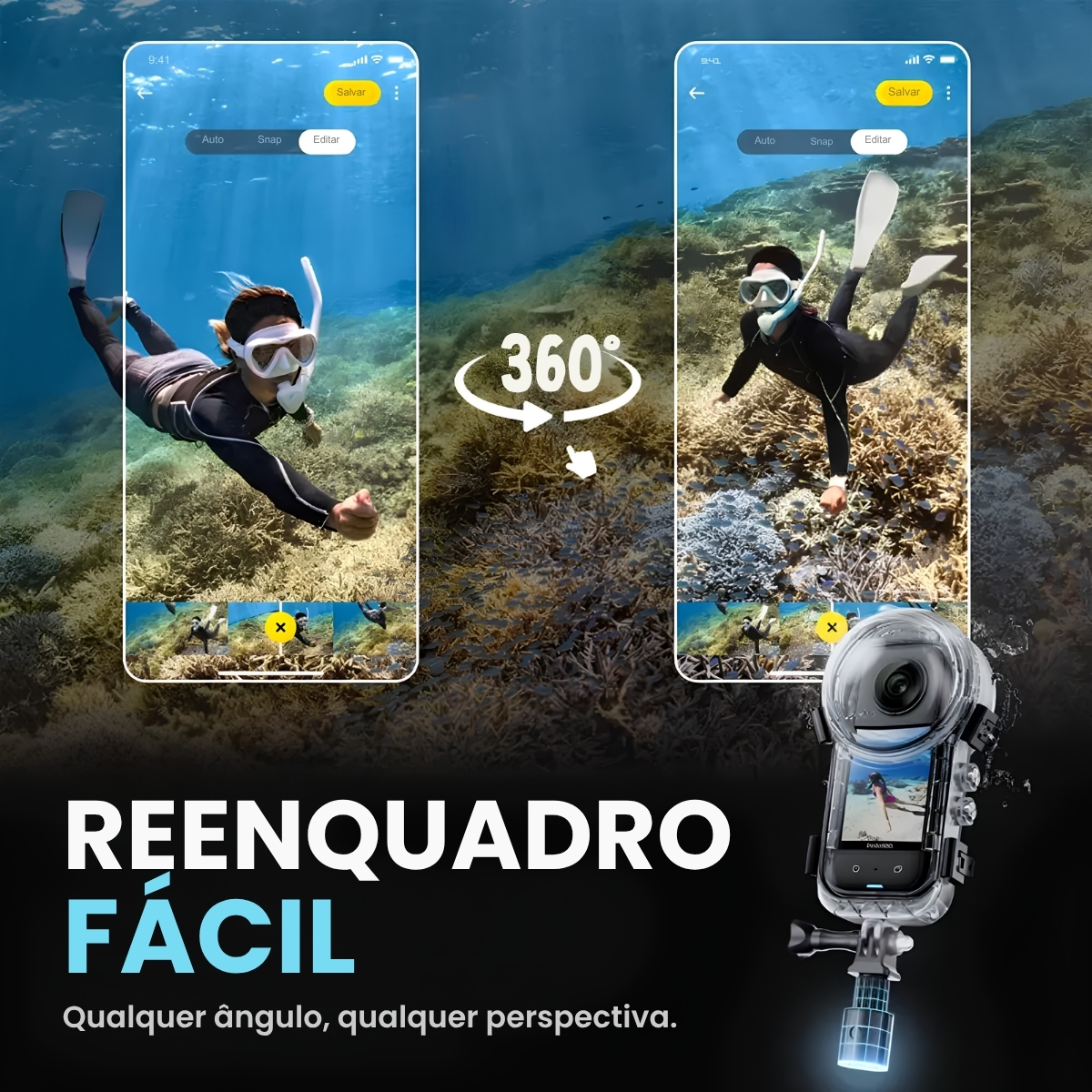 Caixa Estanque Invisível de Mergulho para a Insta 360 X5 3 Caixa Estanque Invisível de Mergulho para a Insta 360 X5 - Imagem 3