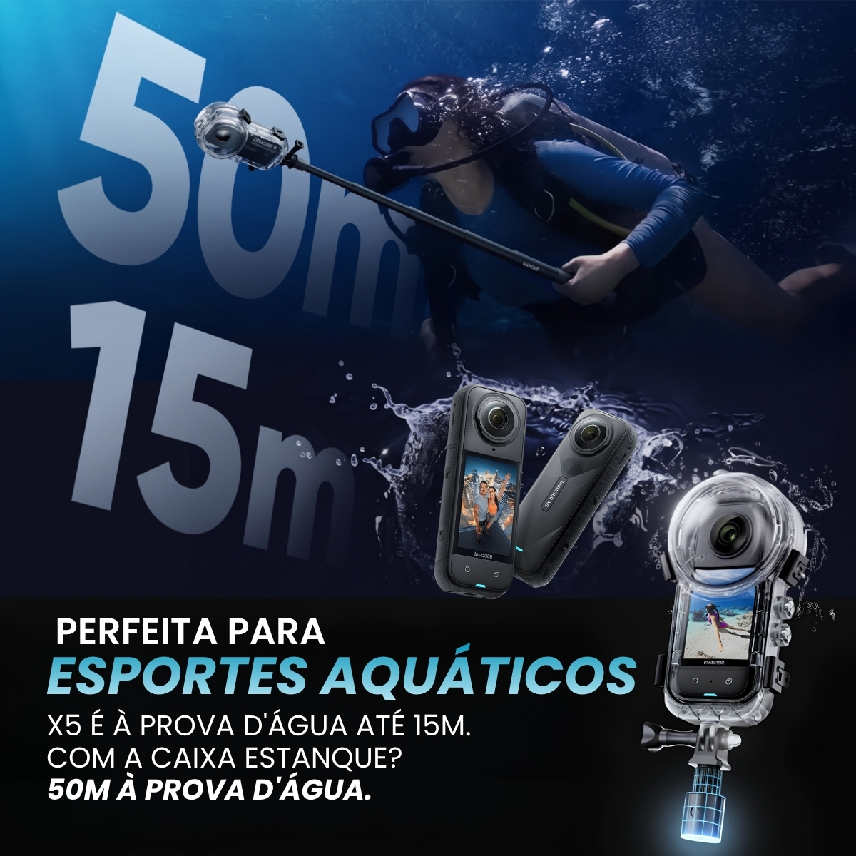 Caixa Estanque Invisível de Mergulho para a Insta 360 X5 4 Caixa Estanque Invisível de Mergulho para a Insta 360 X5 - Imagem 4