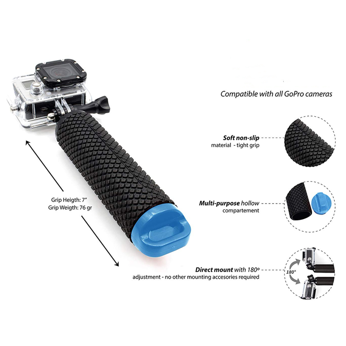 Bastão Flutuante Grip Floaty Bobber para GoPro SJCAM Eken Xtrax HD 4K 7 Bastão Flutuante Grip Floaty Bobber para GoPro SJCAM Eken Xtrax HD 4K - Imagem 7