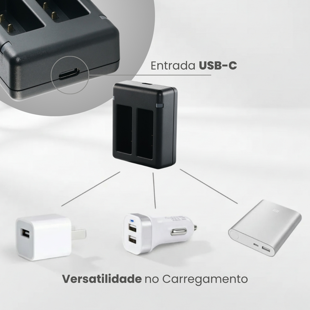 Kit Carregador Duplo e 2 Baterias Para GoPro Enduro HERO13 4 Kit Carregador Duplo e 2 Baterias Para GoPro Enduro HERO13 - Imagem 4