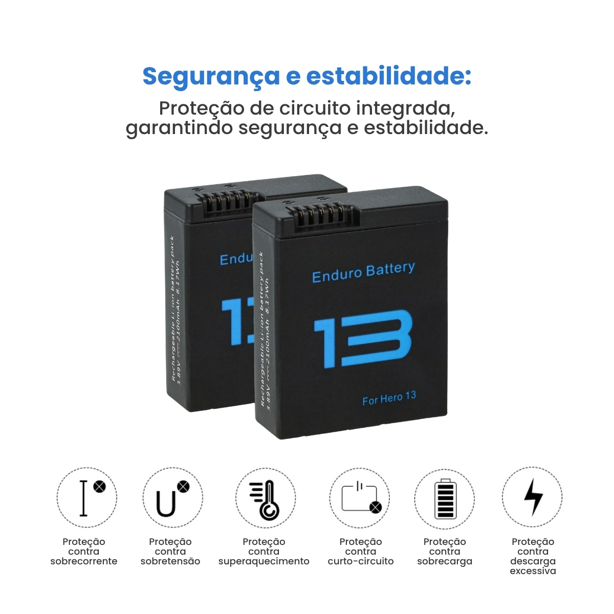 Kit Carregador Duplo e 2 Baterias Para GoPro Enduro HERO13 6 Kit Carregador Duplo e 2 Baterias Para GoPro Enduro HERO13 - Imagem 6