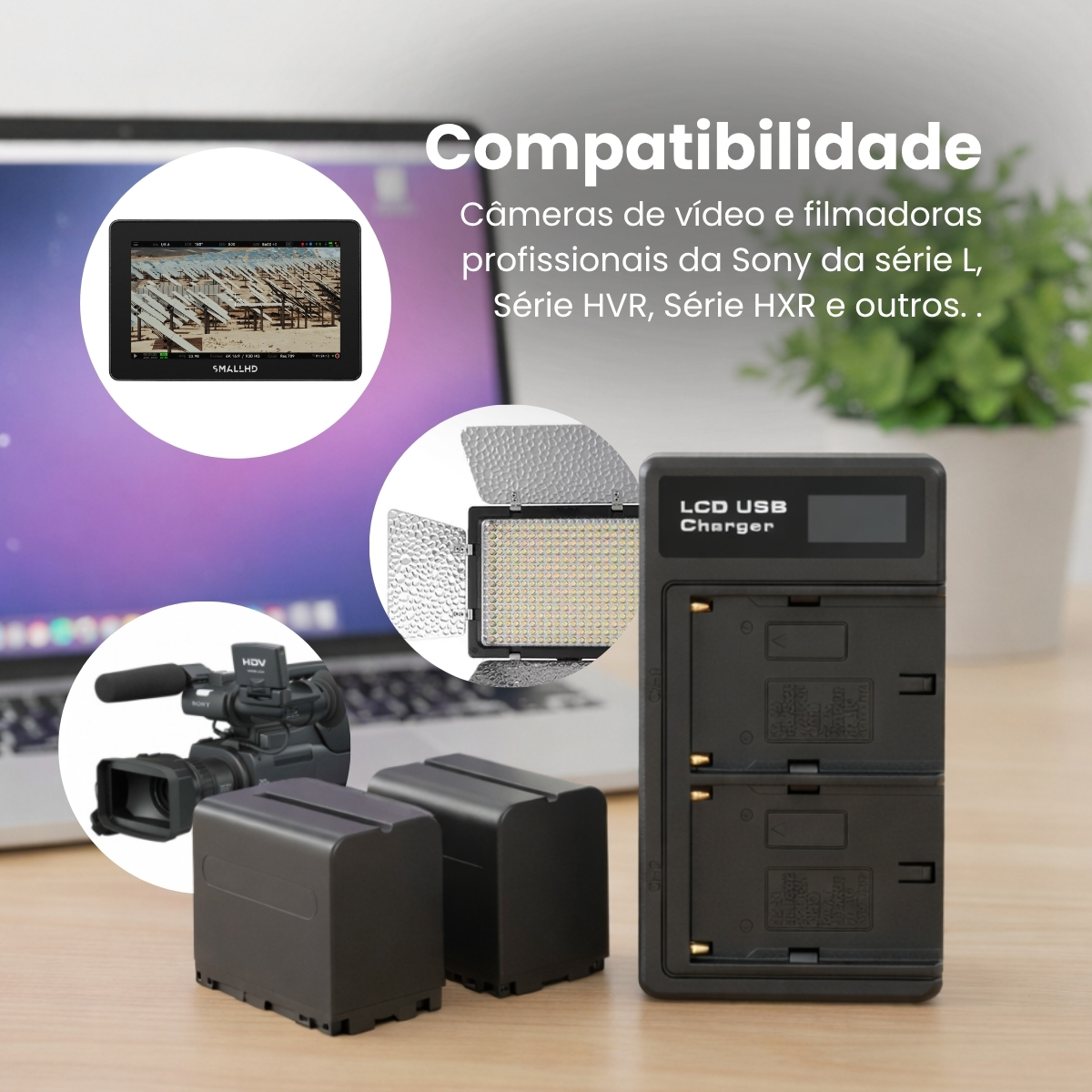 Kit Carregador e 2 Baterias NP-F970 P/ Câmera Sony e Led 5 Kit Carregador e 2 Baterias NP-F970 P/ Câmera Sony e Led - Imagem 5