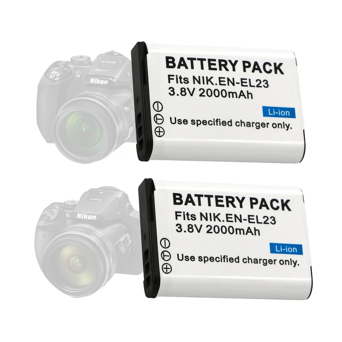 Kit 2 Baterias EN-EL23 para Câmera Nikon Coolpix 1 Kit 2 Baterias EN-EL23 para Câmera Nikon Coolpix