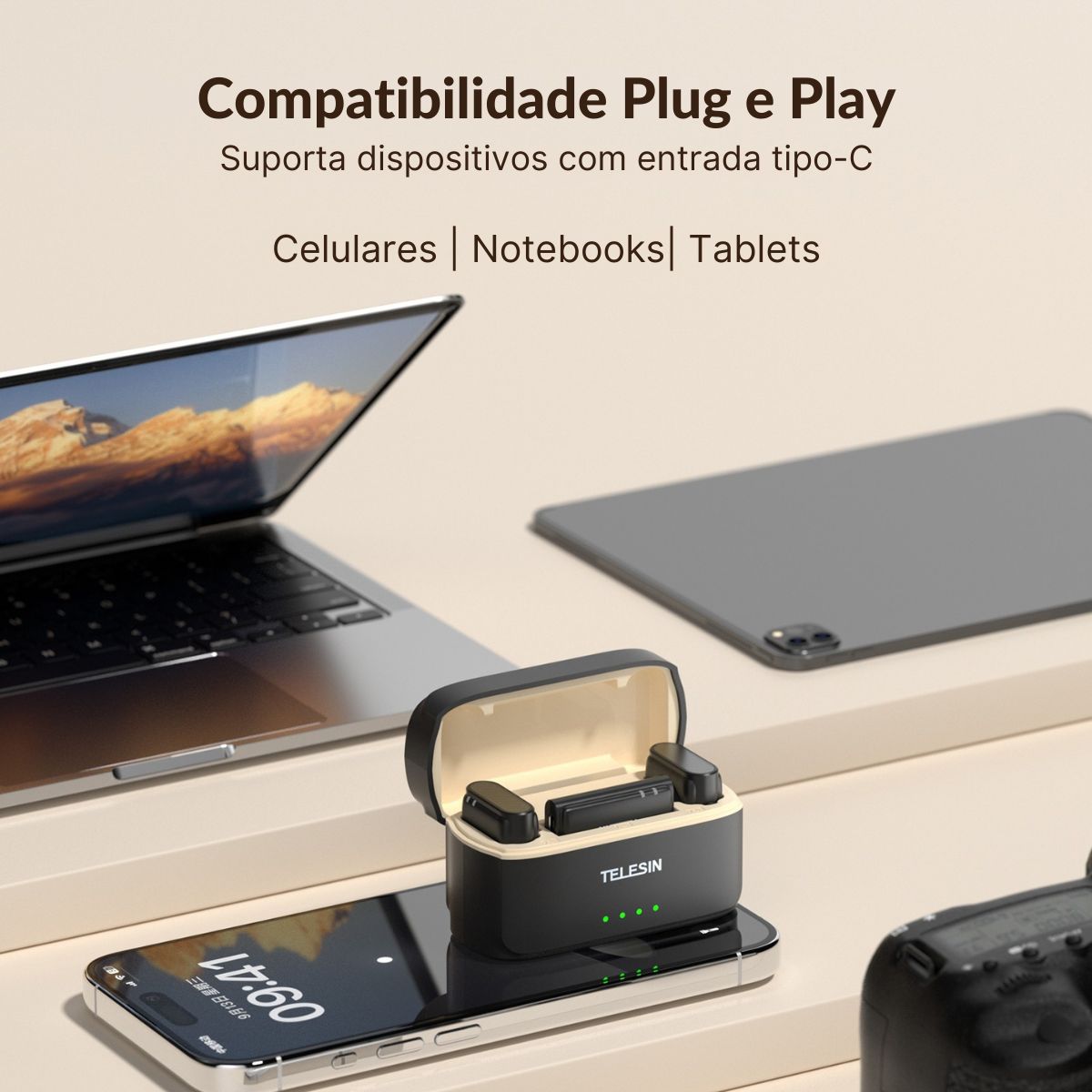 Sistema de Microfone Duplo sem Fio USB‑C Combo Telesin 4 Sistema de Microfone Duplo sem Fio USB‑C Combo Telesin - Imagem 4