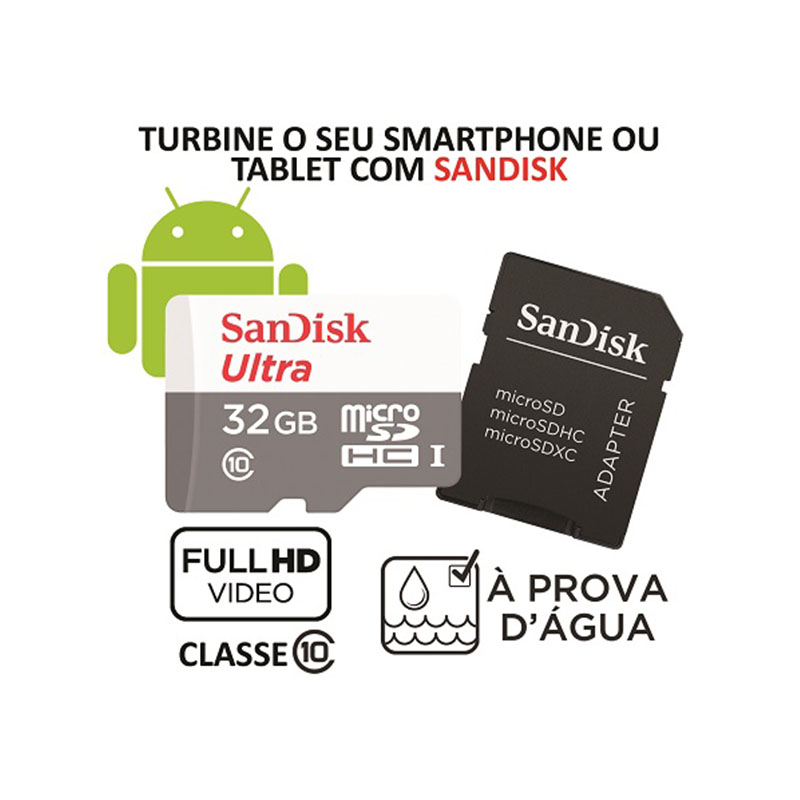Cartão de Memória MicroSD - Sandisk Ultra 32GB Classe 10 4 Cartão de Memória MicroSD - Sandisk Ultra 32GB Classe 10 - Imagem 4