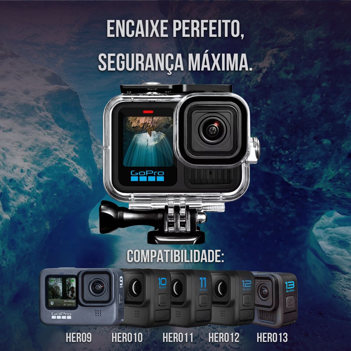 Caixa Estanque Mergulho Para GoPro HERO9 10 11 12 13 Black 4 Caixa Estanque Mergulho Para GoPro HERO9 10 11 12 13 Black - Imagem 4