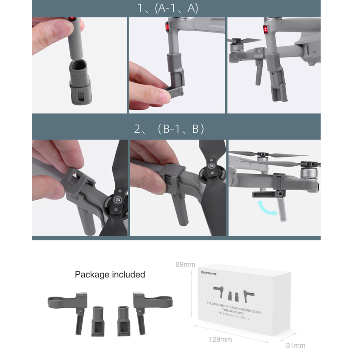Extensor do Trem de Pouso e Decolagem para o Drone DJI Mavic Air 2 e Mavic Air 2S 10 Extensor do Trem de Pouso e Decolagem para o Drone DJI Mavic Air 2 e Mavic Air 2S - Imagem 10