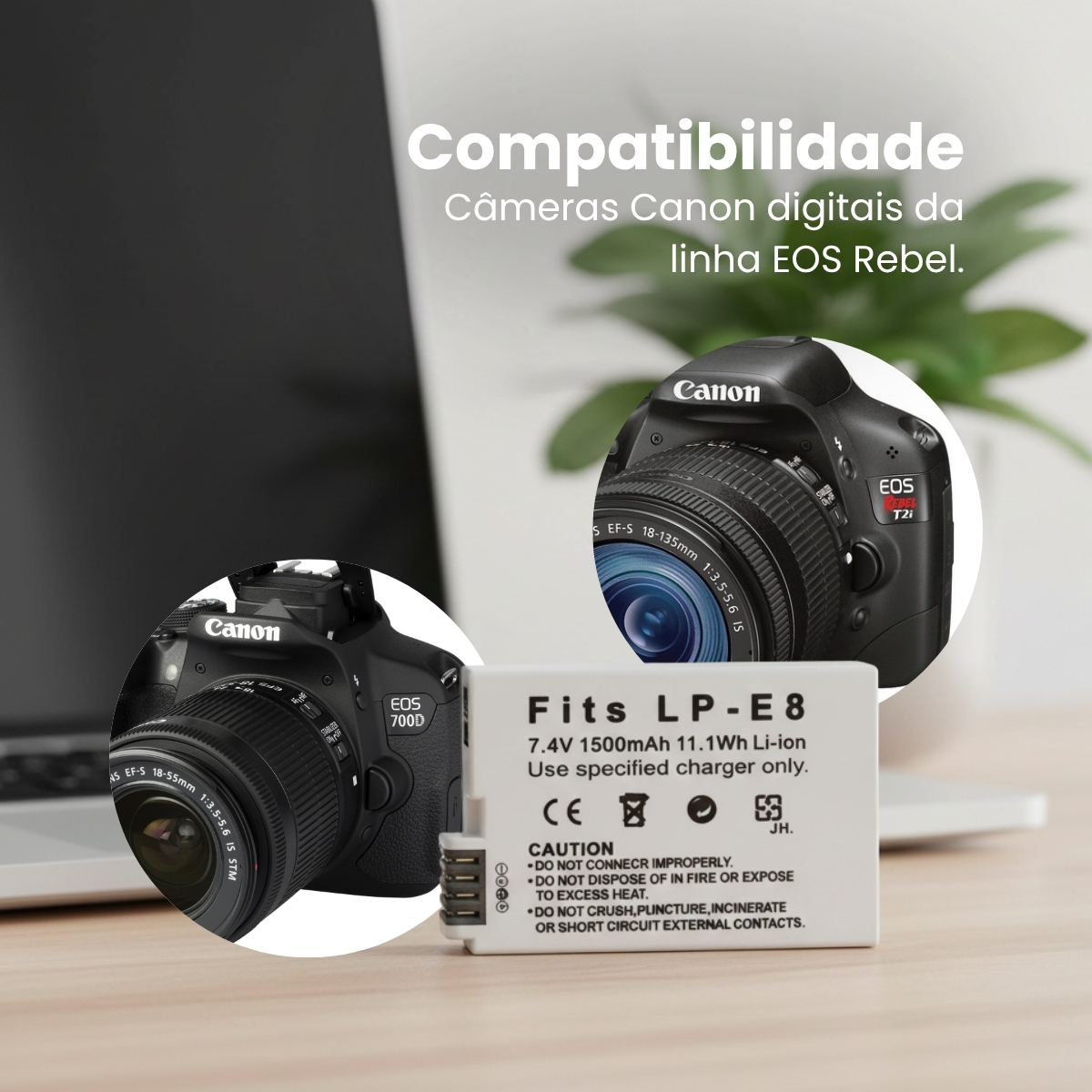 Kit Carregador Duplo e 1 Bateria LP-E8 para Câmeras Canon 5 Kit Carregador Duplo e 1 Bateria LP-E8 para Câmeras Canon - Imagem 5