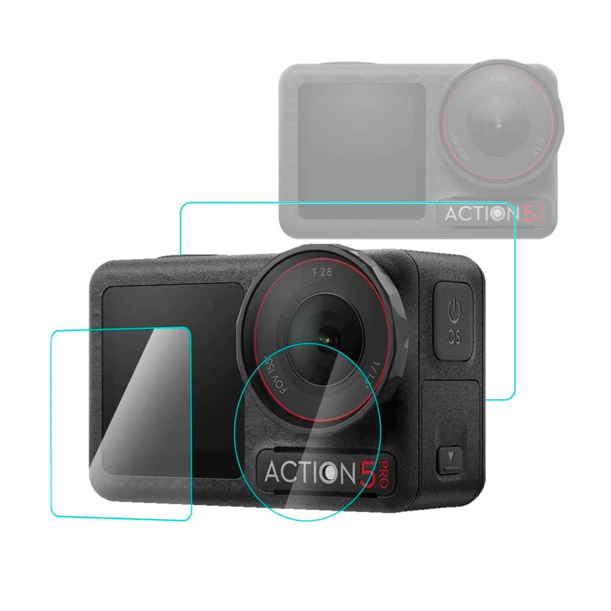 A - Película Vidro Lente, Tela Lcd, Visor Para A Osmo Action 5 1 Película de Vidro Temperado para Lente, Tela LCD e Visor DJI Osmo Action 5 Pro
