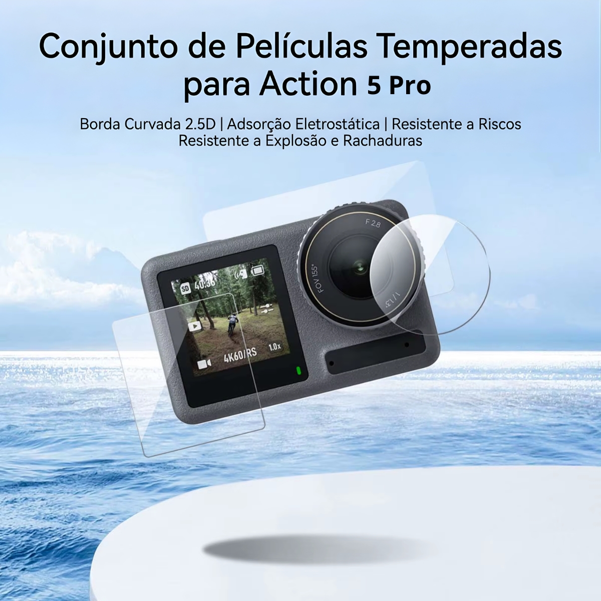 A - Película Vidro Lente, Tela Lcd, Visor Para A Osmo Action 5 2 A - Película Vidro Lente, Tela Lcd, Visor Para A Osmo Action 5 - Imagem 2