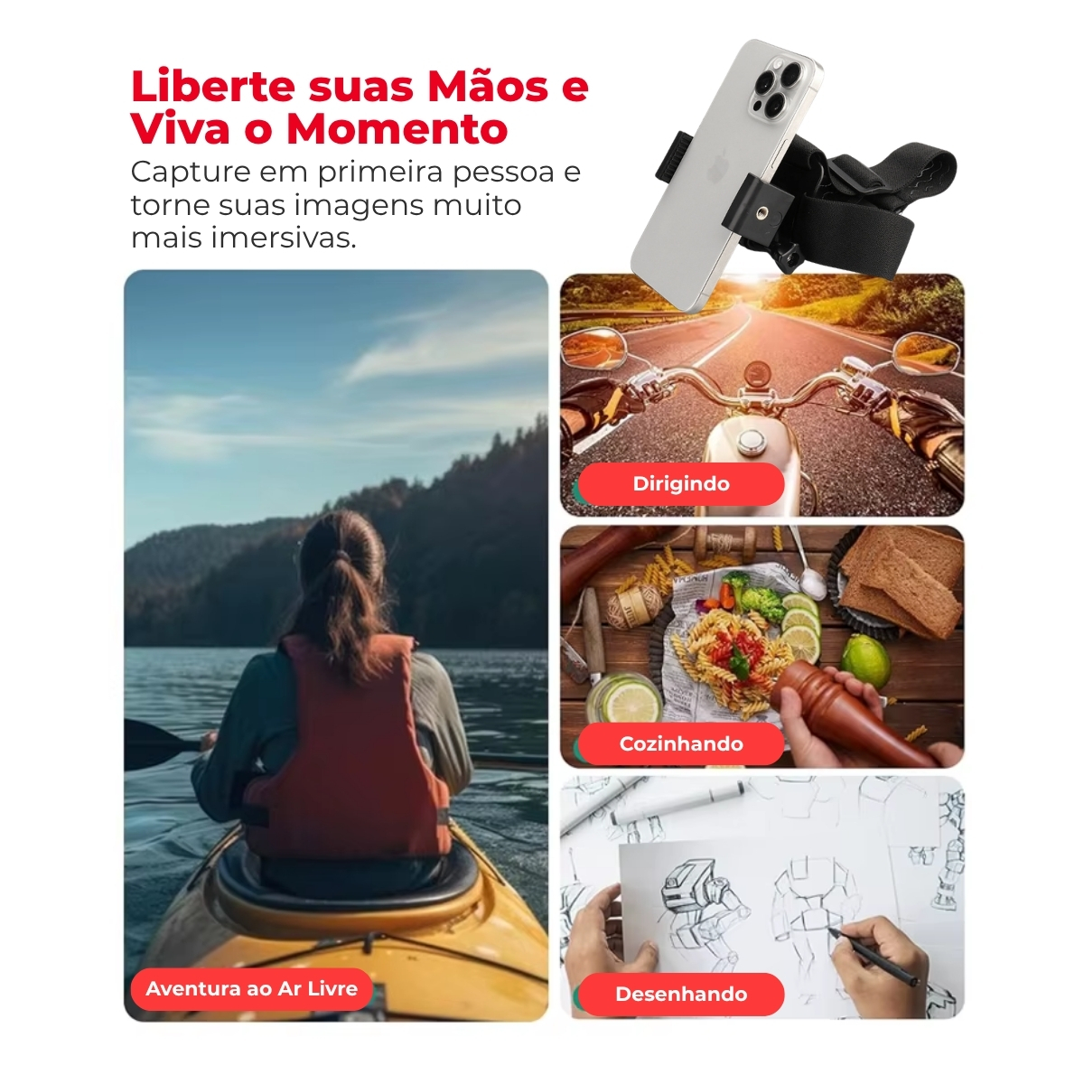 Suporte de Cabeça Para Celulares Mãos Livres Ponto de Vista 6 Suporte de Cabeça Para Celulares Mãos Livres Ponto de Vista - Imagem 6