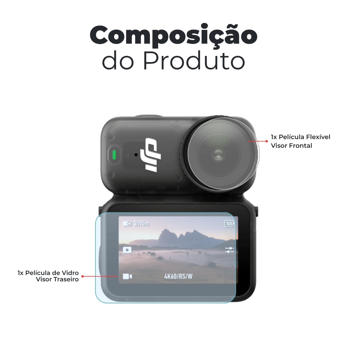 Película de Vidro Proteção DJI Osmo Nano 4 Película de Vidro Proteção DJI Osmo Nano - Imagem 4